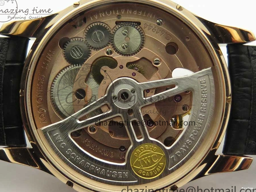 MIROTIME 0116 Portuguese Tourbillon IW5046 RG ZF Best Edition Gray Dial on Black Leather Strap SmoothTexture 7142